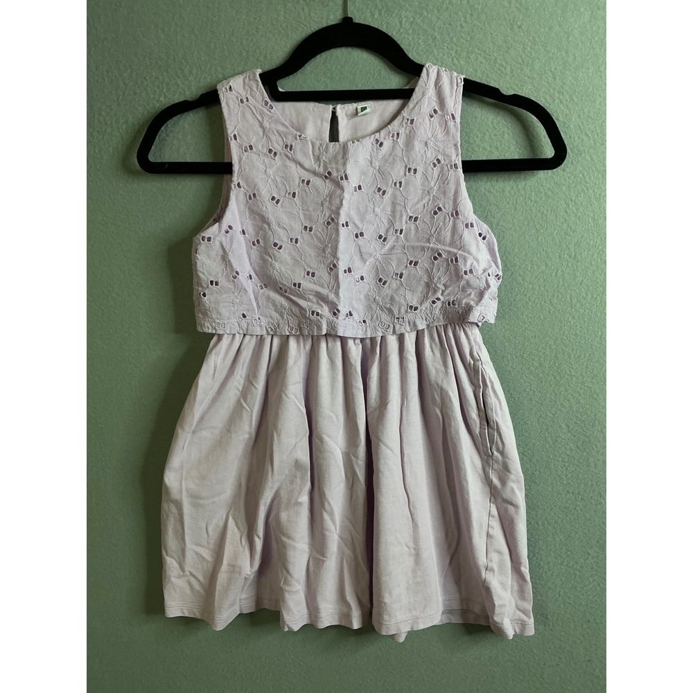 Uniqlo Eyelet Dress Kids 130 Sleeveless Casual Summer‎ Lavender